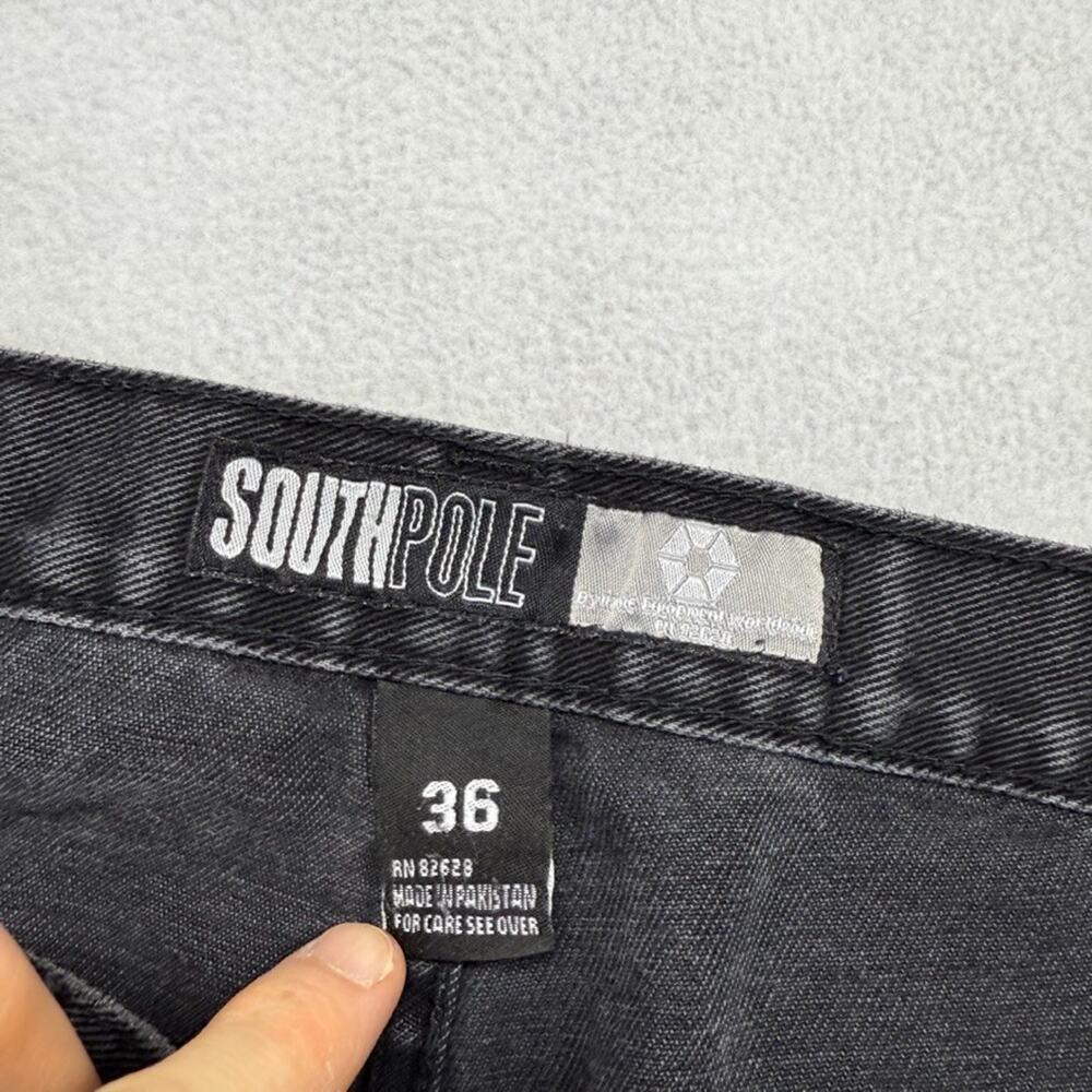 Vintage Southpole Jeans Men's 36 Black Denim Baggy Wide Leg Silver Tab y2k - Picture 7 of 10